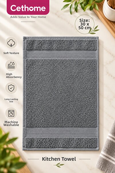 Weweus Çethome 30X50 Anthracite Color Kitchen Towel