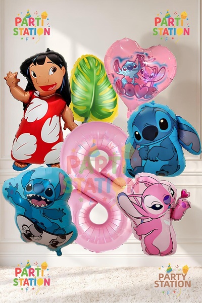 Parti Station Lilo Stitch and Angel Balloon Set for Ages 8 - 7 Piece Large Si...
