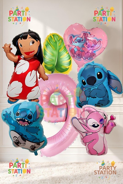 Parti Station Lilo Stitch and Angel Balloon Set for Ages 9 - 7 Piece Large Si...