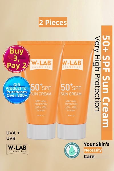W-Lab Cosmetics كريم الحماية من الشمس بعامل حماية 50+ SPF، 50 مل، مجموعة من ق...