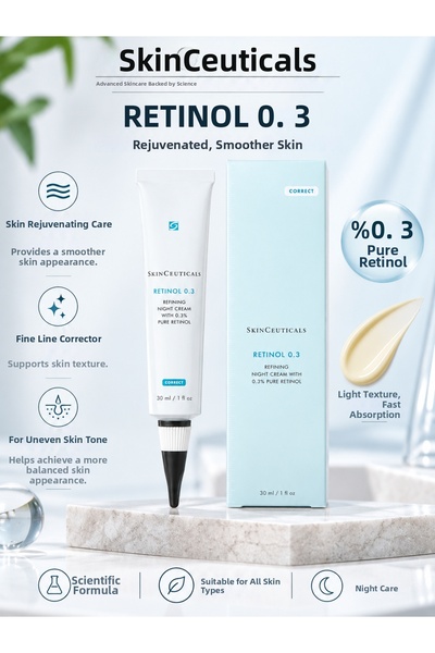 SkinCeuticals ريتينول 0.3 30 مل - كريم ليلي مضاد للخطوط الدقيقة والتجاعيد بال...