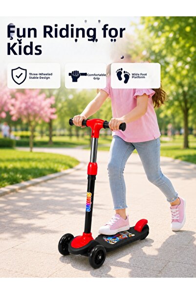 Lisinya Children's Scooter 3-Wheel Balance Assisted Children's Scooter with A...