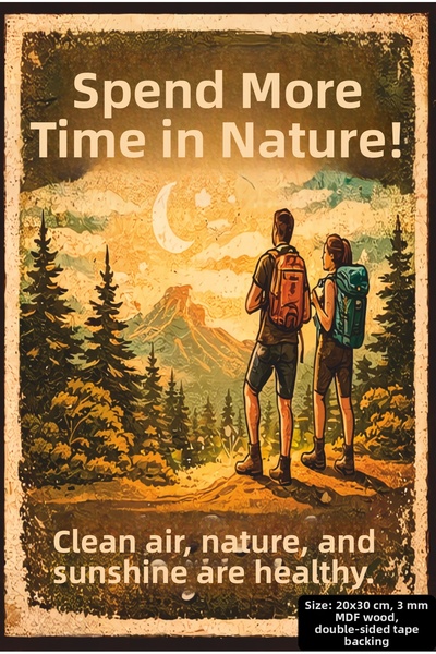 Hayat Poster Live Healthily Nature Nature Mdf Painting Retro Wooden Poster Board