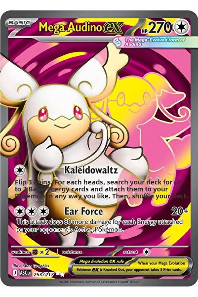 Pokemon Mega Audino Ex # 253 Ascended Heroes Original Card