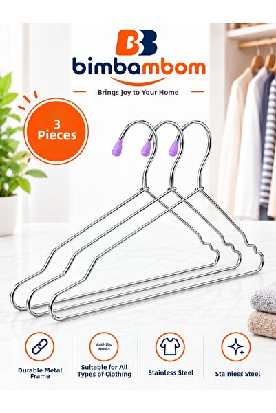 bimbambom 3 Pieces of Wire Clothes Hangers, T-Shirt Hangers, Shirt Hangers, C...