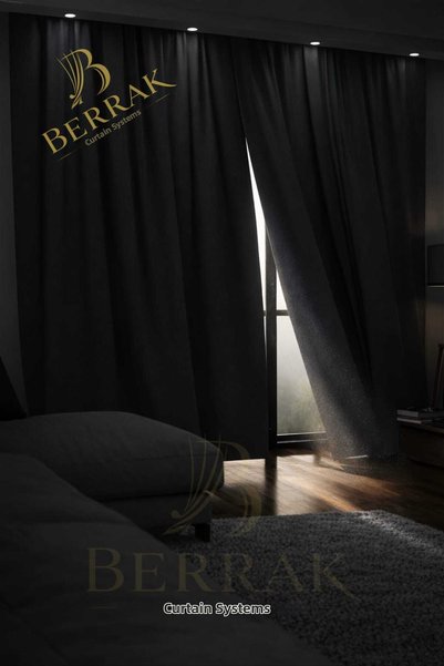 Generic Brand Anthracite Color Pleatless Extrafoam Stitched Blackout Blackout Background Curtain, Lightproof Ready-To-Use Single Panel Buttons Sewn Sunshade Curtain