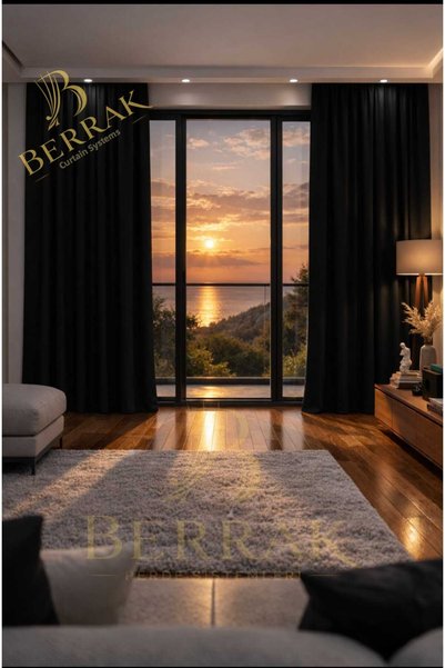 Generic Brand Black Color Pleatless Extrafoam Stitched Blackout Blackout Curtain, Lightproof Ready-To-Use Single Panel Buttons Sewn-In Sunshade Curtain