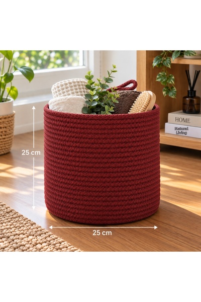 EGE ÖRGÜM 25X25 cm Knitted Rope Basket – Decorative Multi-Purpose Storage and...