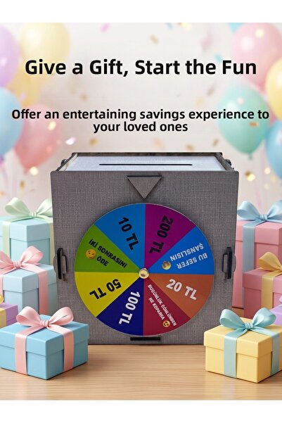 ARMÜZ Colorful Fortune Wheel Money Saving Game Fun Savings Box Wooden Challen...