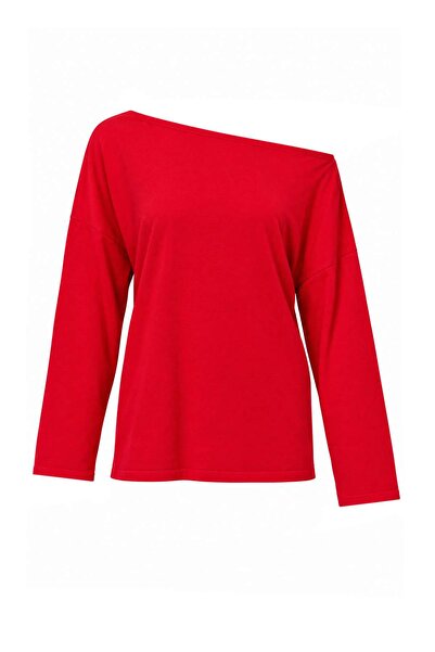 Trendyol Curve Red Slim Boat Neck Waist-Fitted Knitwear Sweater Tbbaw27An00083