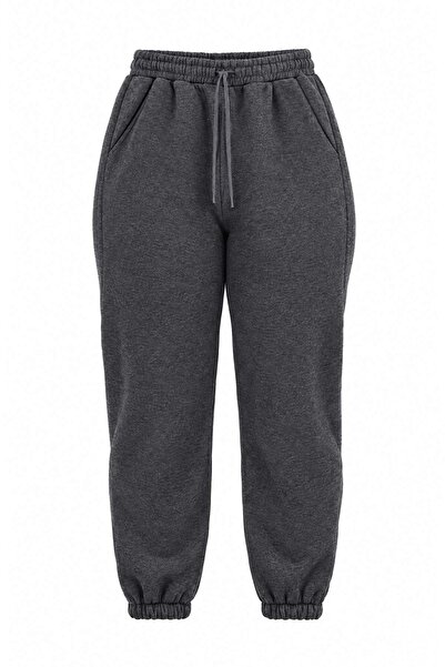 Trendyol Curve Gray Thick Fleece Lined Basic Knitted Sweatpants Trousers Tbba...