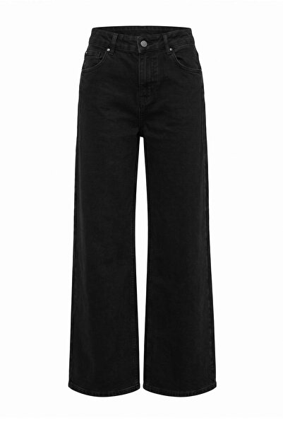 TRENDYOLMİLLA Petite Siyah Wide Leg Az-Esnek Yüksek Bel Jeans TWOAW27JE00247
