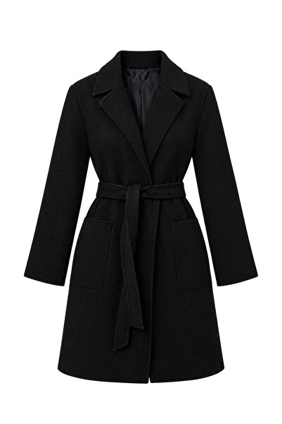 Trendyol Collection Petite Black Oversize Patterned Cashmere Coat Twoaw27Kb00057