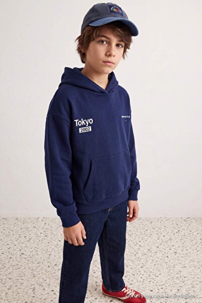 TRENDYOLKIDS Navy Blue Boys' Plain Knitted Sweatshirt Tkdaw27Sw00034