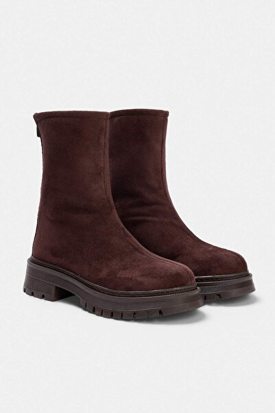 TRENDYOL SHOES Σκούρο καφέ σουέντ γυναικείες μπότες Chealsea TAKAW27BO00018