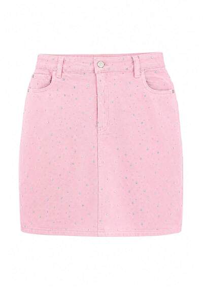 Trendyol Curve Pink Denim Plus Size Skirt