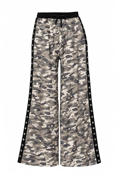 Trendyol Collection Multi-Colored Camouflage Pattern Wide Leg Knitted Sweatpa...