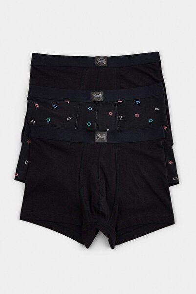 Trendyol Collection Black 3 Pack 1 Patterned 2 Plain Label Detailed Flexible ...