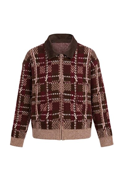 Trendyol Collection Brown Garni Detailed Regular Thick Knitwear Cardigan Twoa...