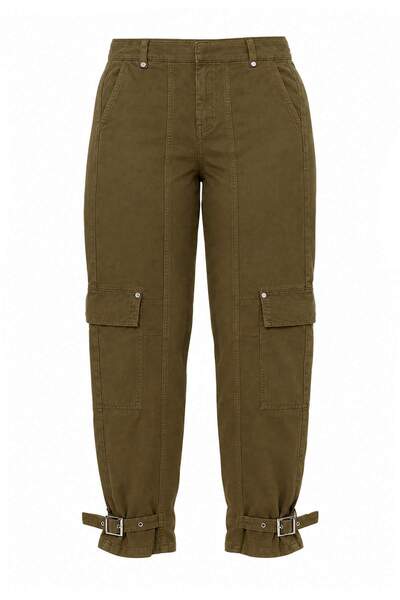 Trendyol Collection Khaki High Waist Barrel Jeans with Pocket and Leg Detail ...