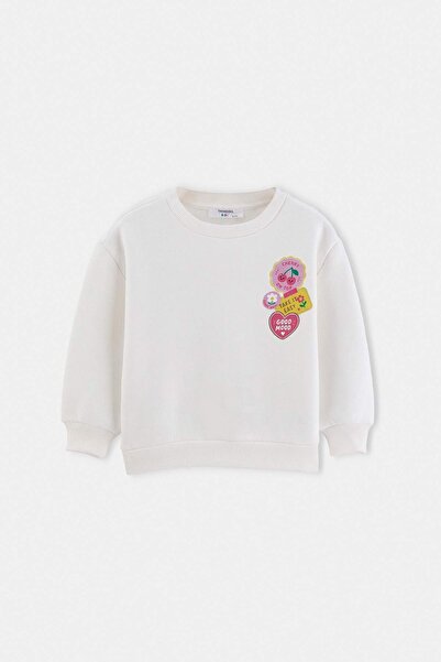 TRENDYOLKIDS Ecru bedrucktes Strick-Sweatshirt TKDAW27SW00081