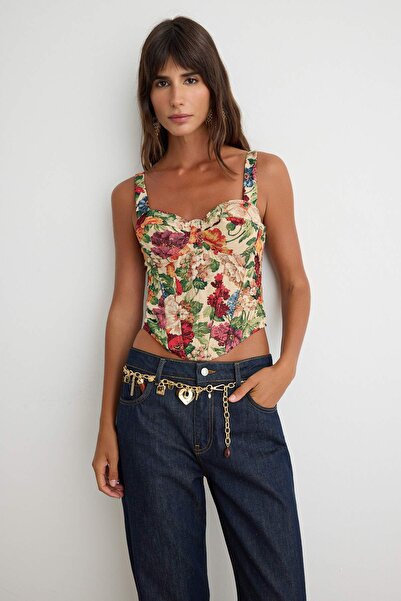 Trendyol Collection بوستير دانتيل طويل مسطح متعدد الألوان TPRAW27BS00025