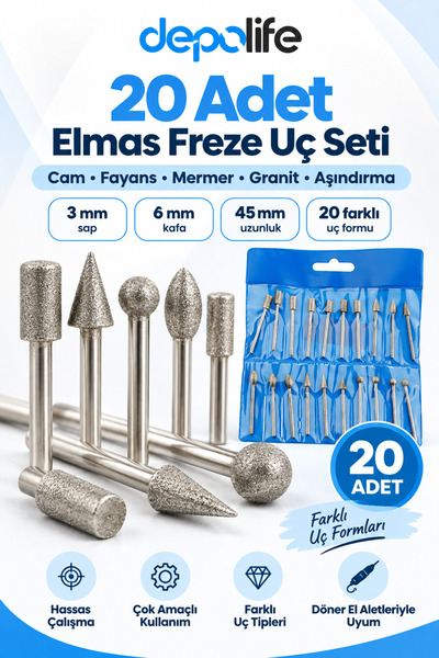 Depolife Dremel Proxxon Benzeri Kalıpcı Taşlama Cam Fayans Delme Mermer Grani...