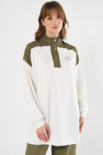 Kayra Gofre Garnili Scuba Sweatshirt Ekru