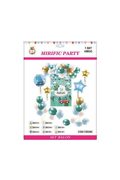 Mirific Party Set de 44 de baloane, verde, alb, albastru, dinozaur (PPTZ5365)