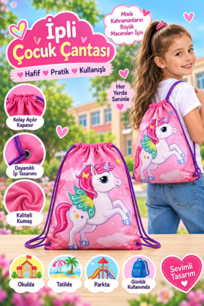 hak-iş oyuncak Unicorn Desenli Pembe Çocuk Bez Su Geçirmez Sırt Çantası – Oku...