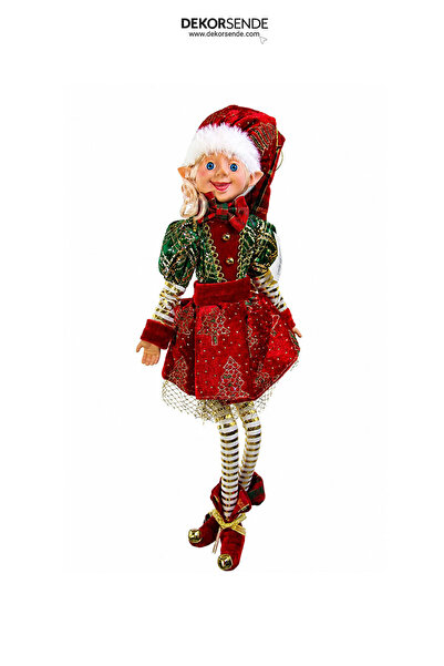 Dekorsende New Year's Decorative Girl Elf Figure with Clothes 60 cm