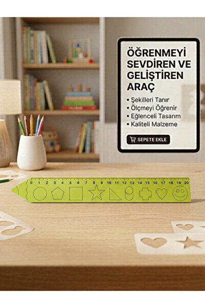 YILDIZ HOBİM Eğitici Ahşap Çocuk Cetveli 20 cm