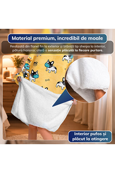 TillyBilly Patura hanorac extra lunga cu gluga, maneci si buzunare, MASK DOG