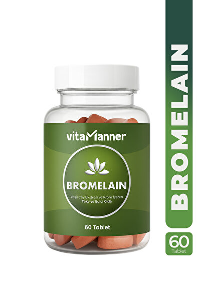 Vitamanner Bromelain, 60 Tablet, Yeşil Çay, Turunç Meyve Kabuğu Ekstratı Ve Krom