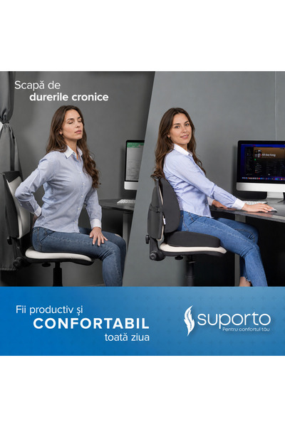 Suporto Pernă ortopedic cu suport pentru coccis, pentru scaun de birou sau mașină, cu spumă cu memorie, pentru hemoroizi
