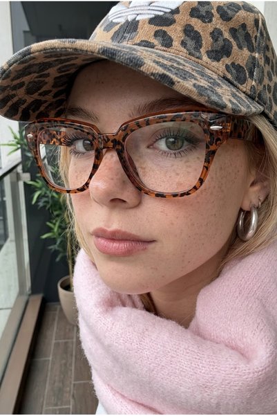 MACERATİ Ogiyani Vintage Leopard Frame Women's Glasses with Blue Block Blue Light Filter