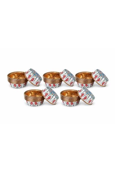 Roll-Up Premium Lale Desenli Kap - Aşure Sütlaç Tatlı Kabı - 11,5x4,5 Cm. - 6...
