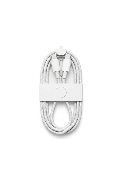 Genel Markalar Type-C To Type-C Hasır Örgülü Usb-C Şarj Kablosu Beyaz