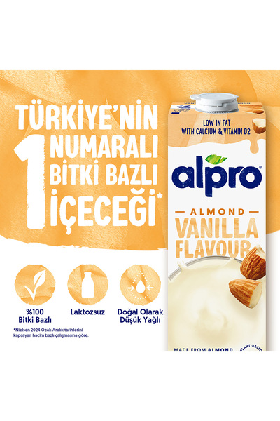 Alpro Γάλα βανίλιας με αμύγδαλο 1 λίτρο Vegan, χωρίς λακτόζη, φυτικής προέλευσης