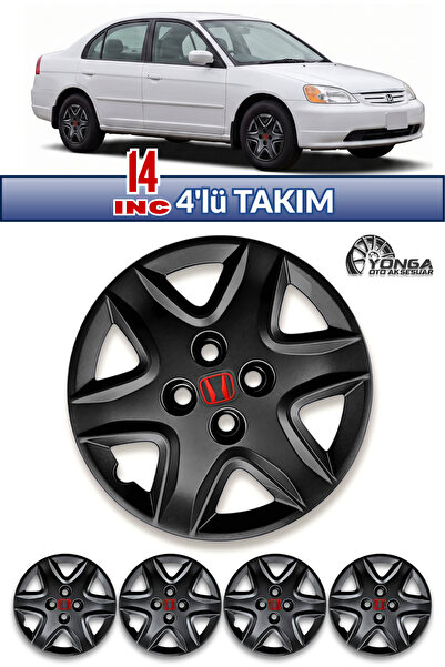 YONGA OTO AKSESUAR HONDA CİVİC 14 İnç Kırılmaz Jant Kapağı 4 Adet Piano Black...