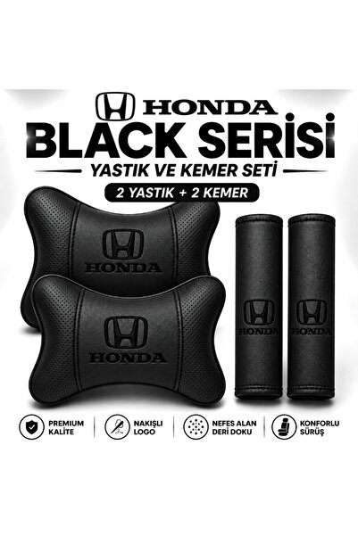 mutlu oto aksesuar Honda Black Serisi 4 Parça Oto Boyun Yastığı ve Emniyet Ke...