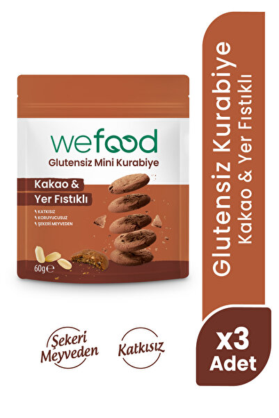 Wefood Glutensiz Mini Kurabiye Kakao & Yer Fıstıklı 60 g 3'lü
