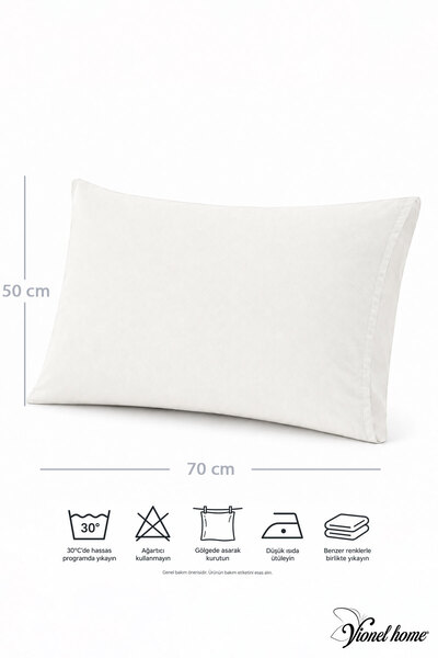 Vionel Home Pamuklu 2'li Yastık Kılıfı 50x70 Cm Düz Beyaz