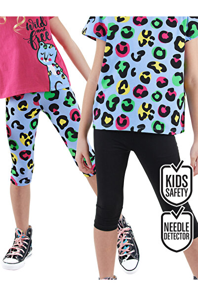 Denokids Kız Çocuk Siyah Leopar 2'li Tayt