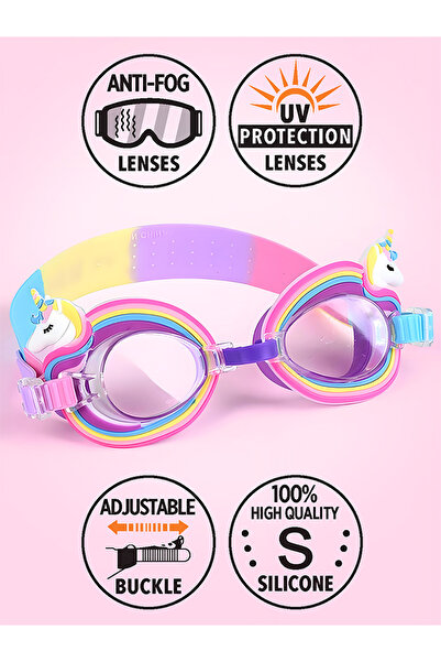 Denokids Kız Çocuk Deniz Gözlüğü Anti-Fog Unicorn
