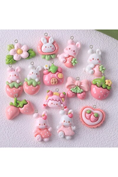 Choice 10 قطع مزيج 10 قطع Kawaii أرنب الفراولة منزل الراتنج سحر جميل الكرتون ...