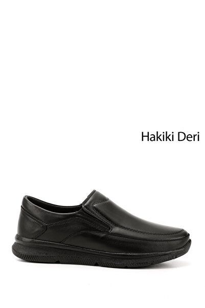 GÖNDERİ(R) Black Genuine Leather Round Toe Casual Men's Shoes 42132