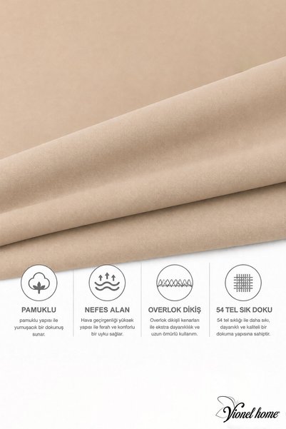 Vionel Home غطاء وسادة قطني مكون من قطعتين مقاس 50x70 سم بيج سادة