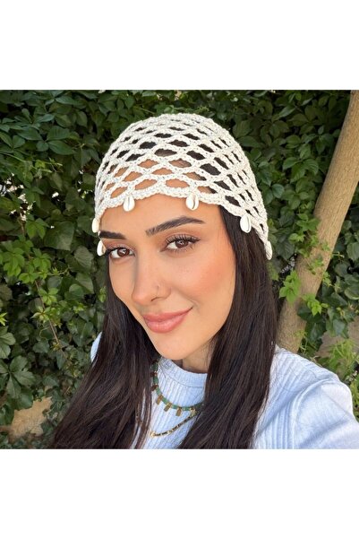 nesdesignn قبعة صيد من قماش الشبك بتصميم صدفة البحر (كريمي)