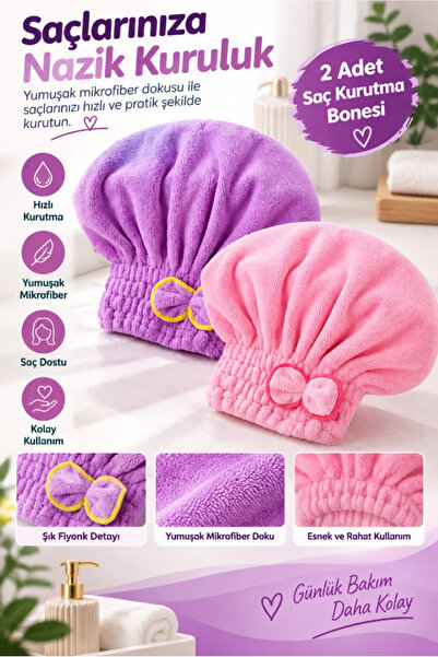 TUMU LIFE 2Pcs Hair Drying Cap Head Towel Shower Cap Wet Hair Drying Cap Micr...